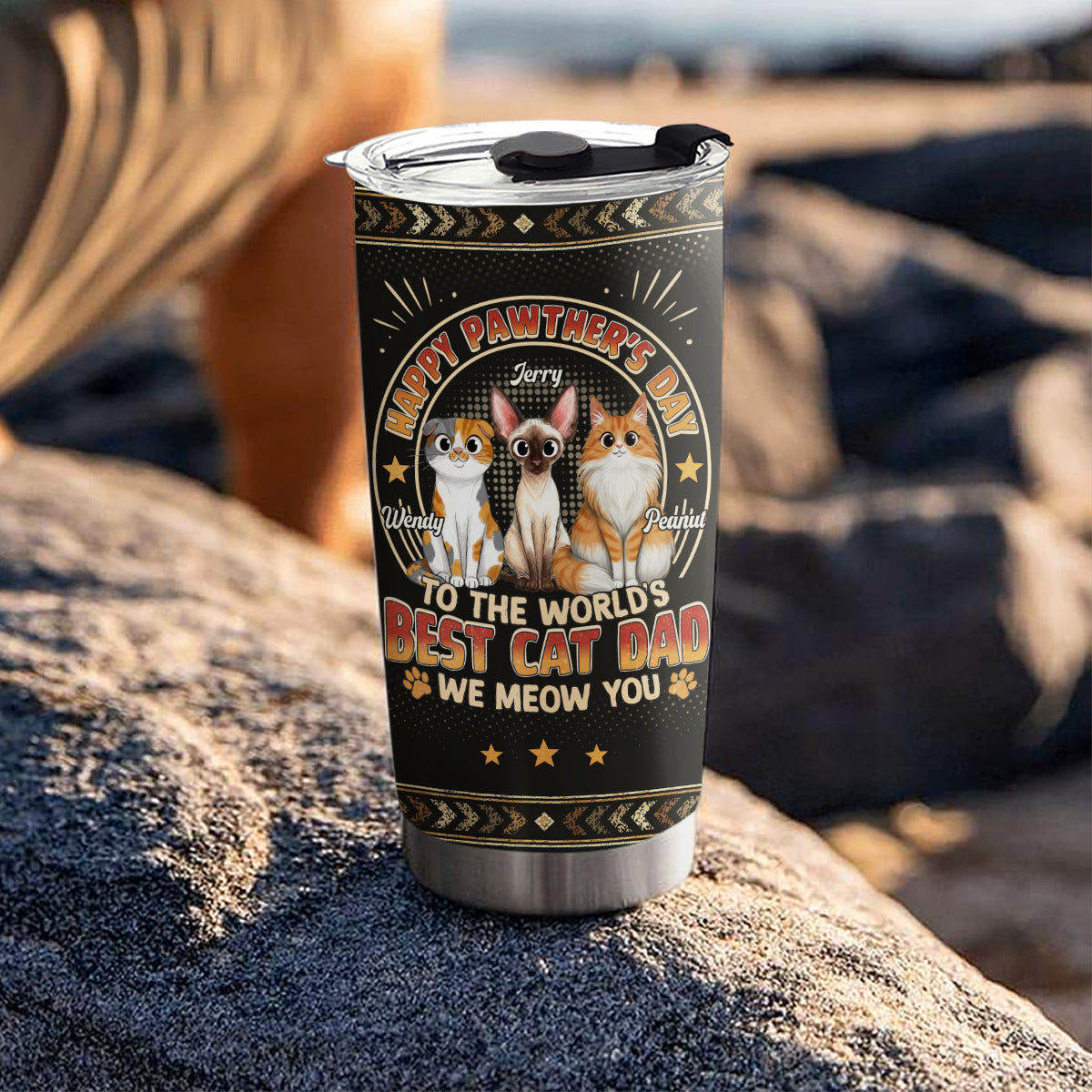 Custom Christmas Birthday Gifts For Cat Lovers • Pawther Day With Cat Dad - Personalized Tumbler