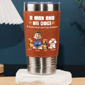 Custom Christmas Birthday Gifts For Dog Lovers • Human And Their Dog Cartoon Christmas - Personalized Leather Tumbler