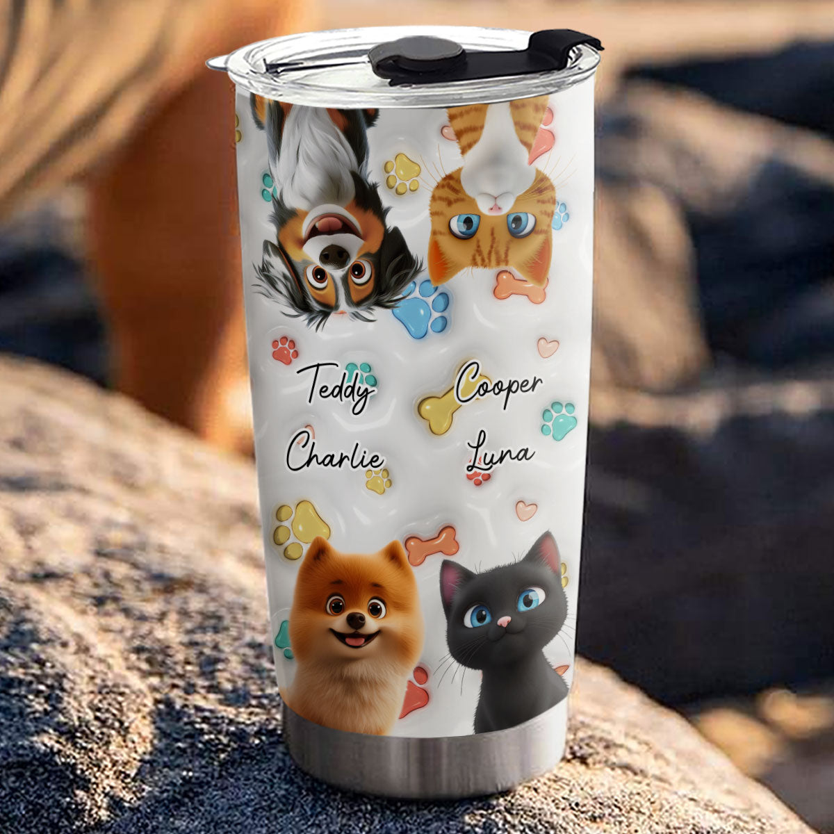 Custom Christmas Birthday Gifts For Pet Lovers • Cute Fur Baby - Personalized 3D Inflated Effect Tumbler