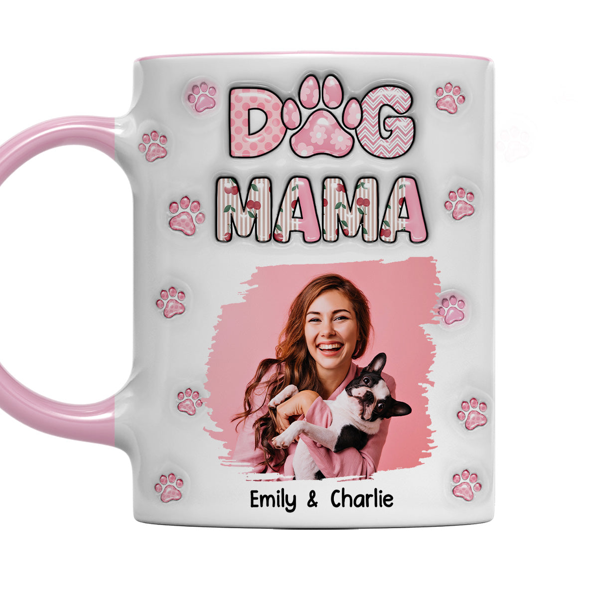 Custom Photo Christmas Birthday Gifts For Dog Mom, Dog Lovers • Cherry On Top Photo - Personalized 3D Inflated Effect Accent Mug