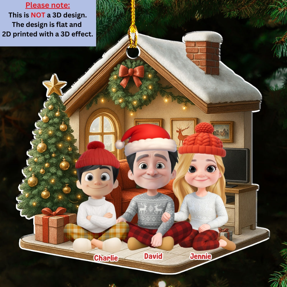 Custom Christmas Decor Home Birthday Gifts For Cat Lovers • Under A Happy Roof With Cats - Personalized 3D Effect Acrylic Ornament