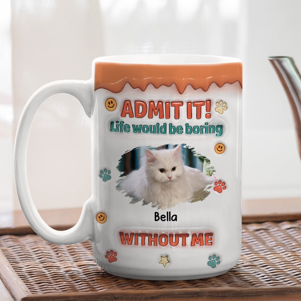 Custom Photo Christmas Birthday Gifts For Cat Lovers • Admit It Chunky Cat Photo - Personalized 3D Inflated Effect Coffee Mug
