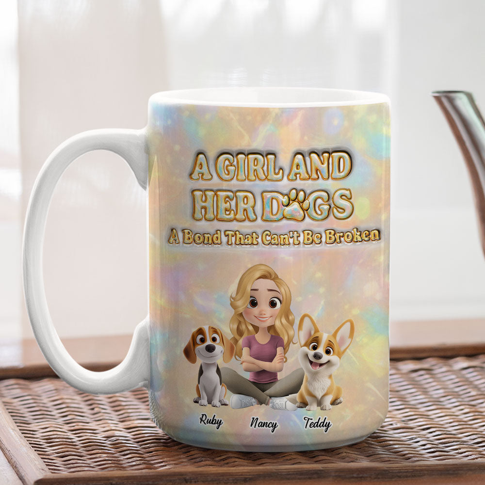 Custom Christmas Birthday Gifts For Dog Mom, Dog Lovers • A Girl And Her Dog Pearl - Personalized 3D Inflated Effect Mug