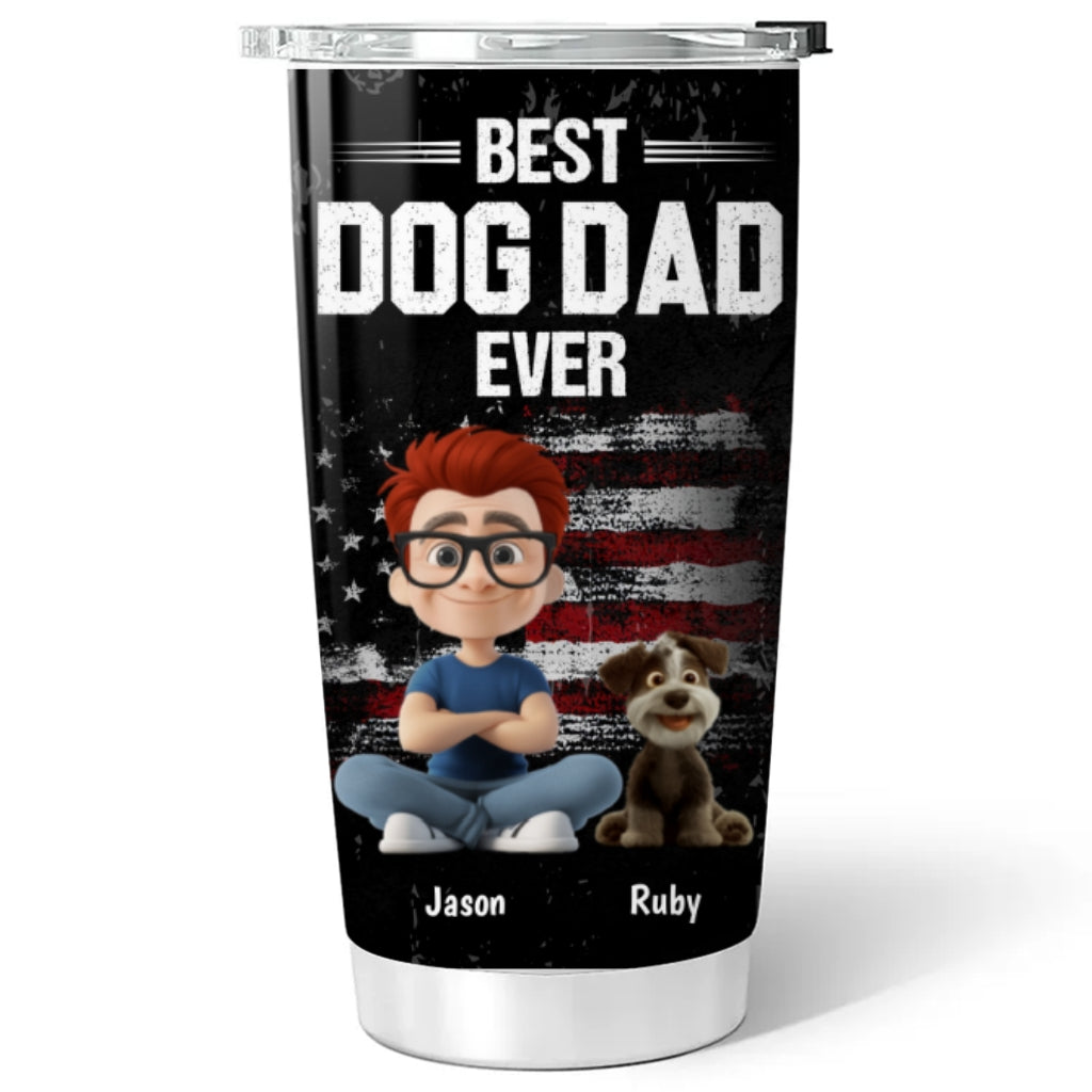 Custom Father's day Birthday Gifts For Dog Dad, Dog Lovers • American Dog Dad - Personalized Tumbler