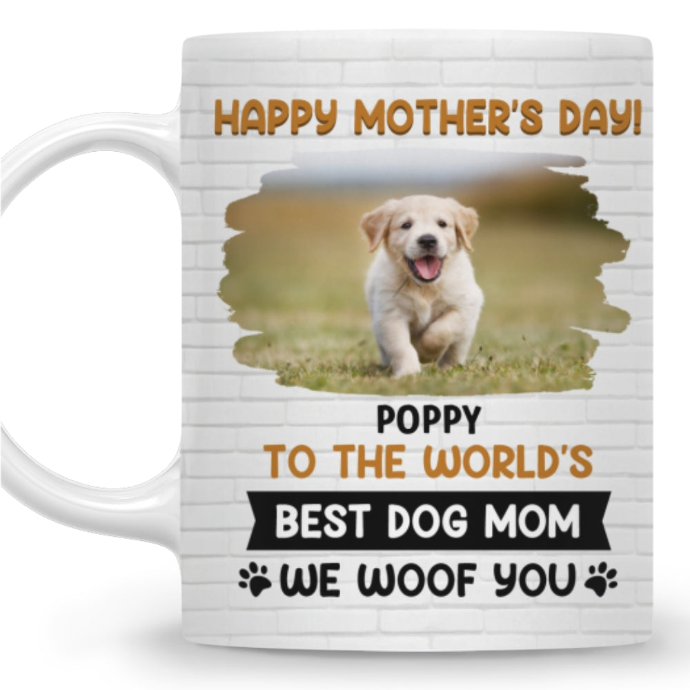 Custom Photo Mother's day Birthday Gifts For Dog Mom, Dog Lovers • I Woof You Mommy Photo - Personalized Coffee Mug