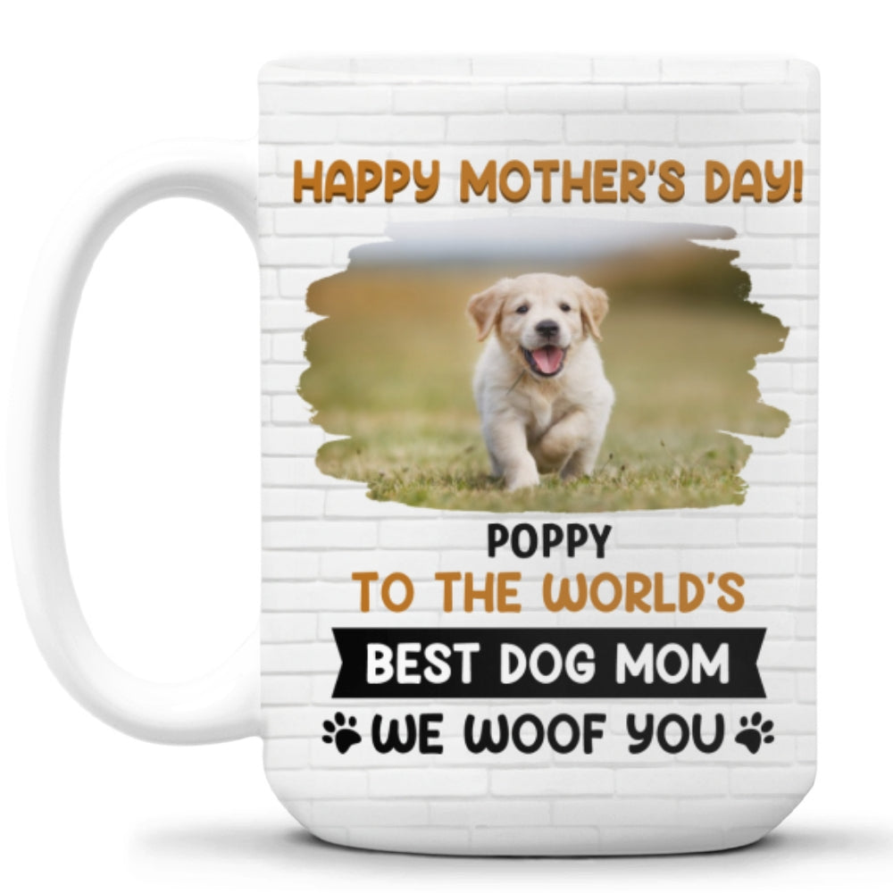 Custom Photo Mother's day Birthday Gifts For Dog Mom, Dog Lovers • I Woof You Mommy Photo - Personalized Coffee Mug
