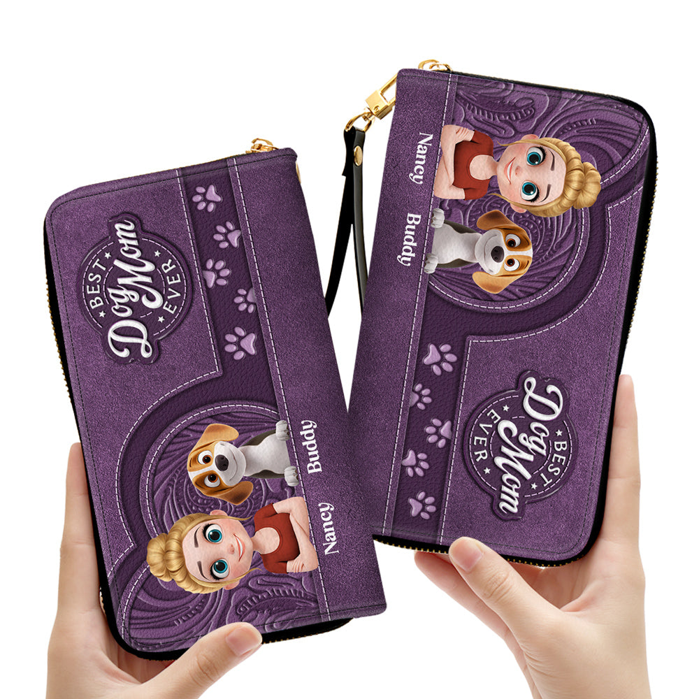 Best Dog Mom Mum In The World - Personalized Leather Wallet