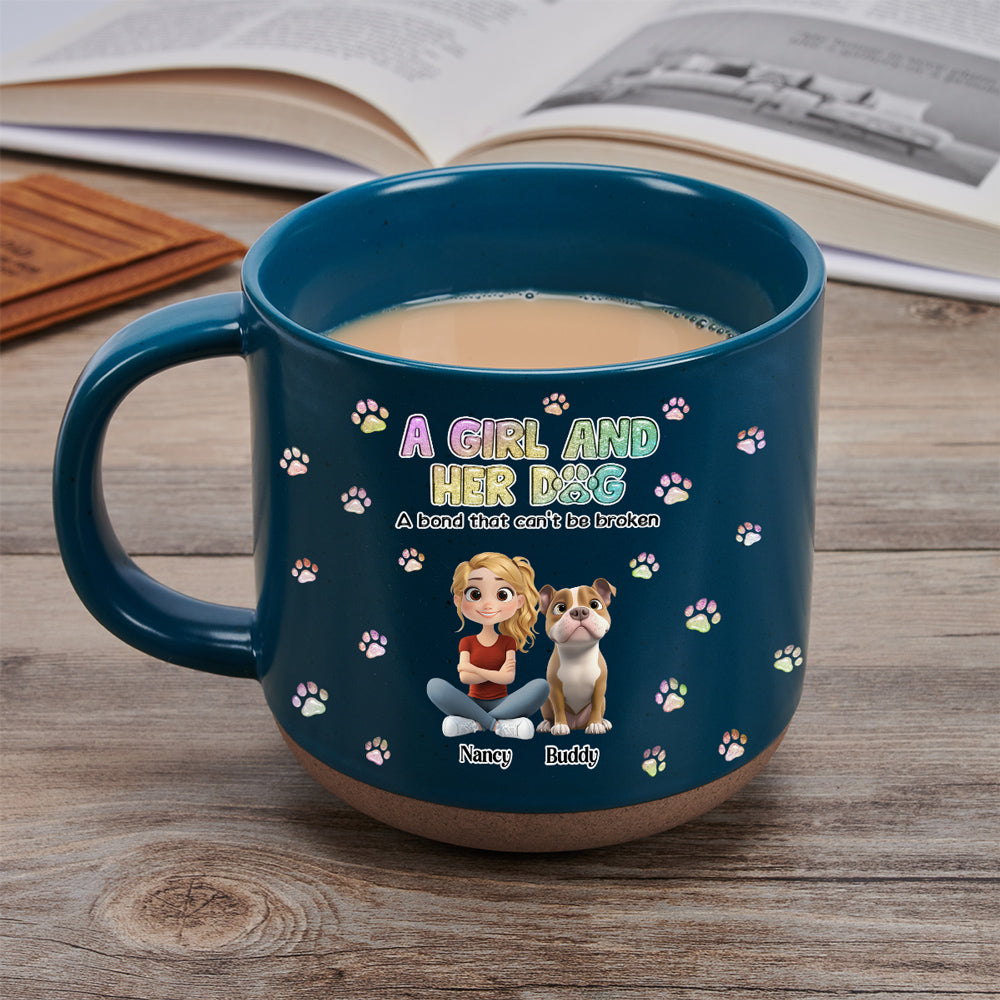 Custom Christmas Birthday Gifts For Dog Mom, Dog Lovers • A Girl And Her Dog - Personalized Pottery Mug