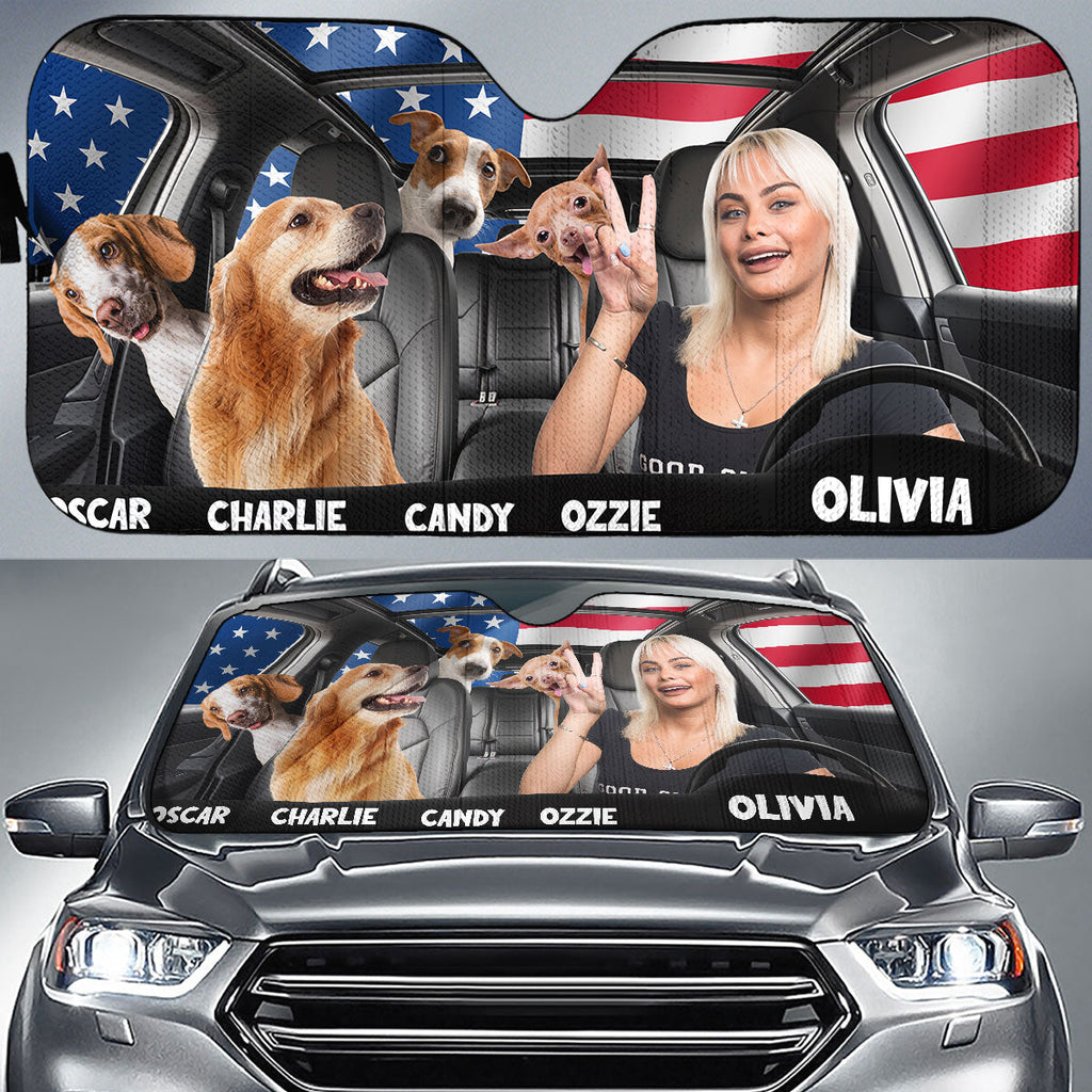 Custom Christmas Birthday Gifts Car Accessories for Dog Parents • American Dog Photo - Personalized Car Sunshade