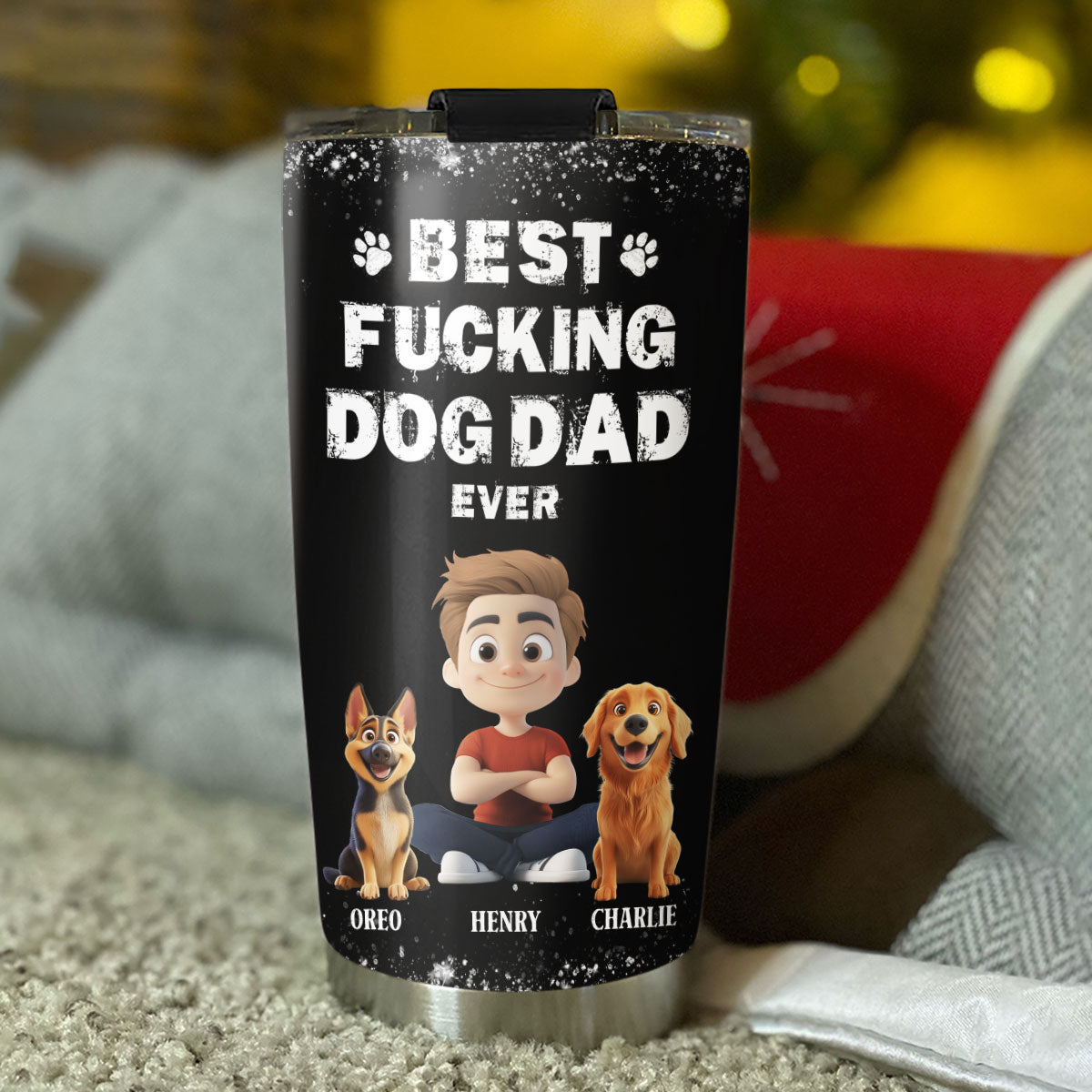 Custom Christmas Birthday Gifts For Dog Dad, Dog Lovers • This Is The Best Dad - Personalized Tumbler