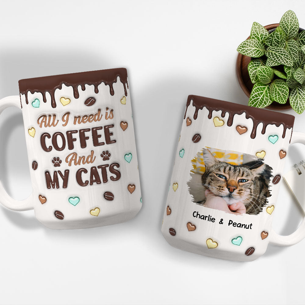 Coffee And Cat Photo - Personalized 3D Inflated Effect Mug