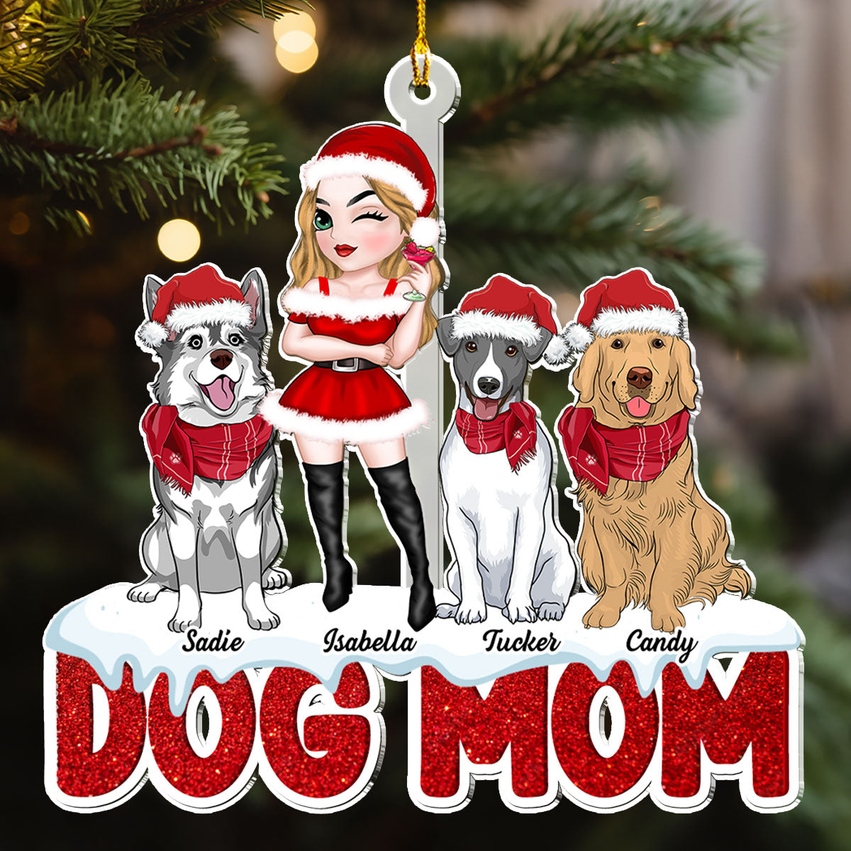 Dog Mom Christmas - Personalized Acrylic Ornament