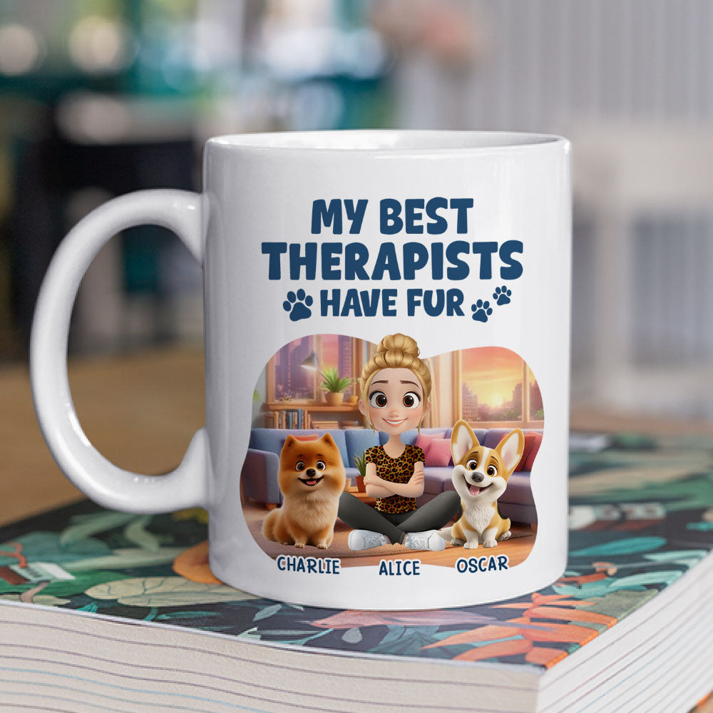 Custom Mother's day Birthday Gifts For Dog Mom, Dog Lovers • Best Therapist Has Fur - Personalized Coffee Mug