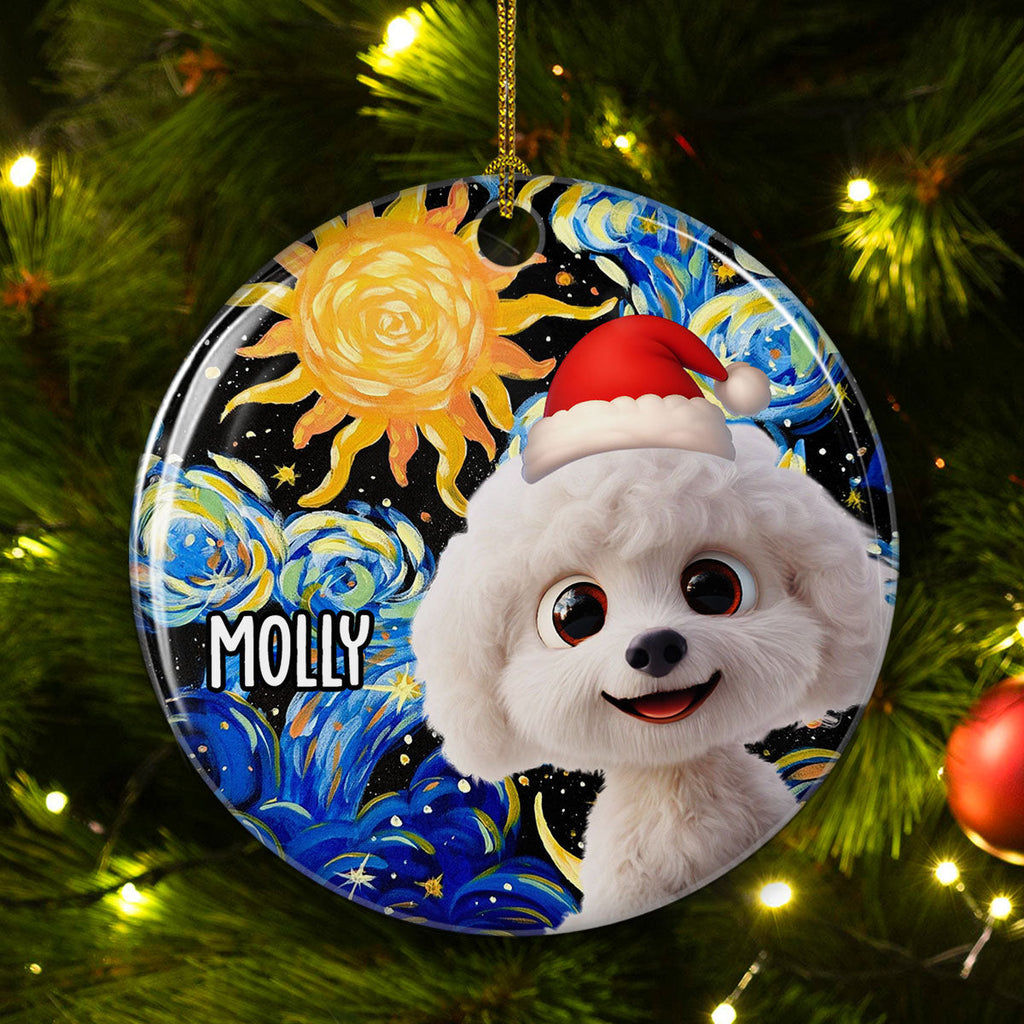 Custom Christmas Decor Home Birthday Gifts For Dog Lovers • Holy Night - Personalized Ceramic Ornament