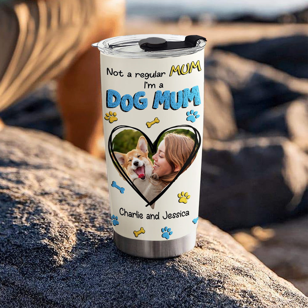 Custom Photo Christmas Birthday Gifts For Dog Lovers • Not A Regular Mom Photo - Personalized 3D Inflated Effect Tumbler