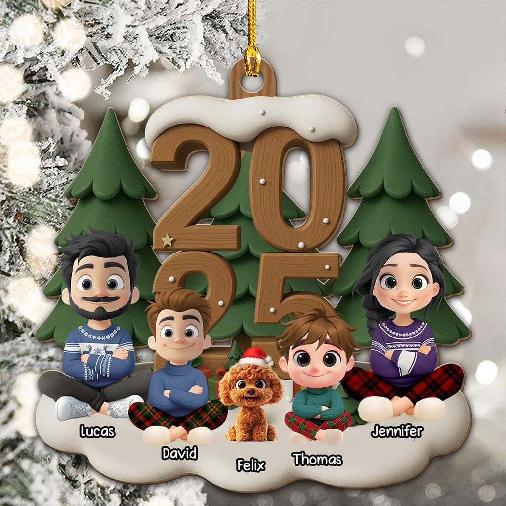 Custom Christmas Decor Home Birthday Gifts For Dog Lovers • As A Family This Year - Personalized 3D Effect Wood Ornament