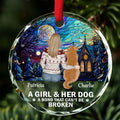 The Bond Between A Girl And Her Dog - Personalized Glass Ornament