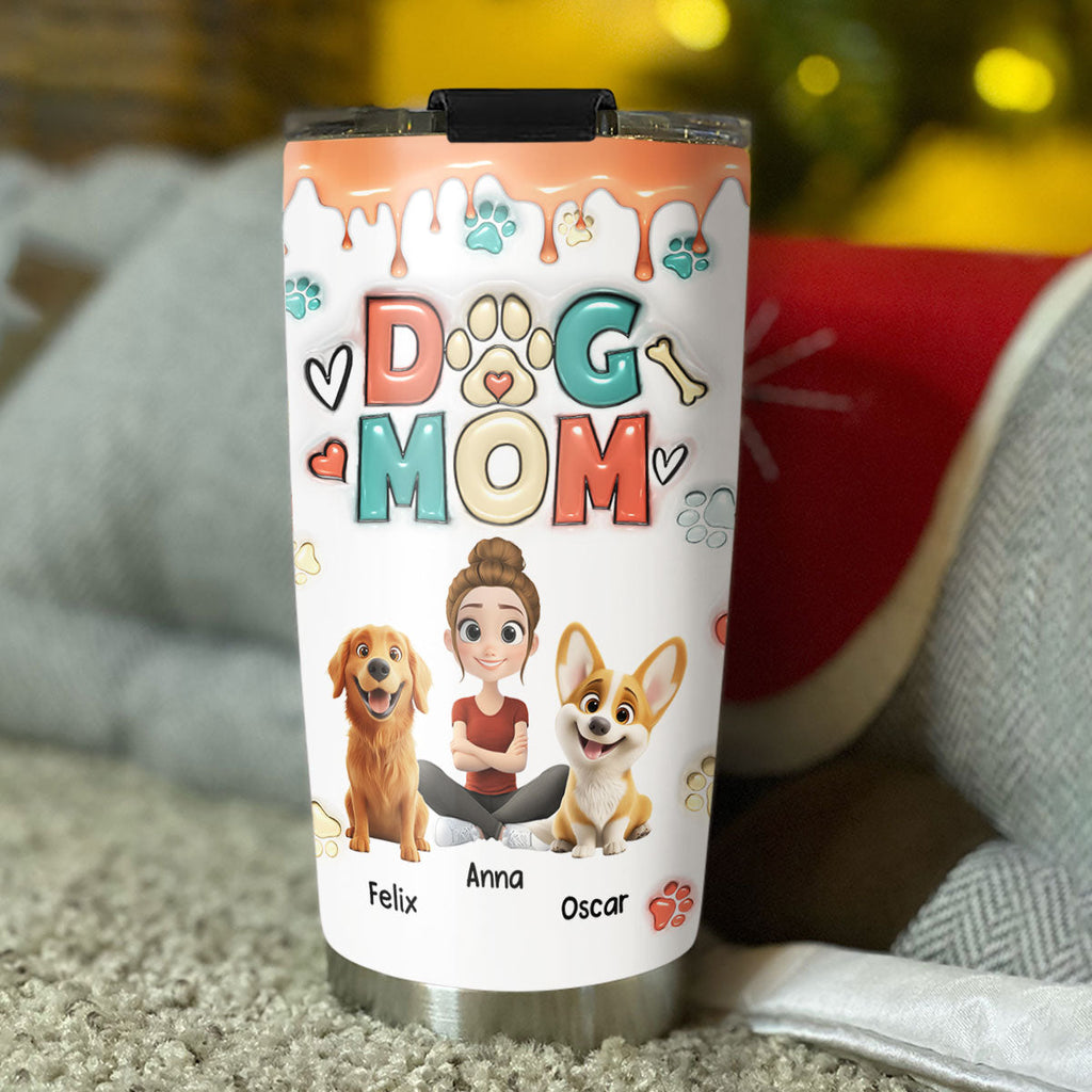 Custom Christmas Birthday Gifts For Pet Lovers • Cute Mom Of Dogs - Personalized 3D Inflated Effect Tumbler