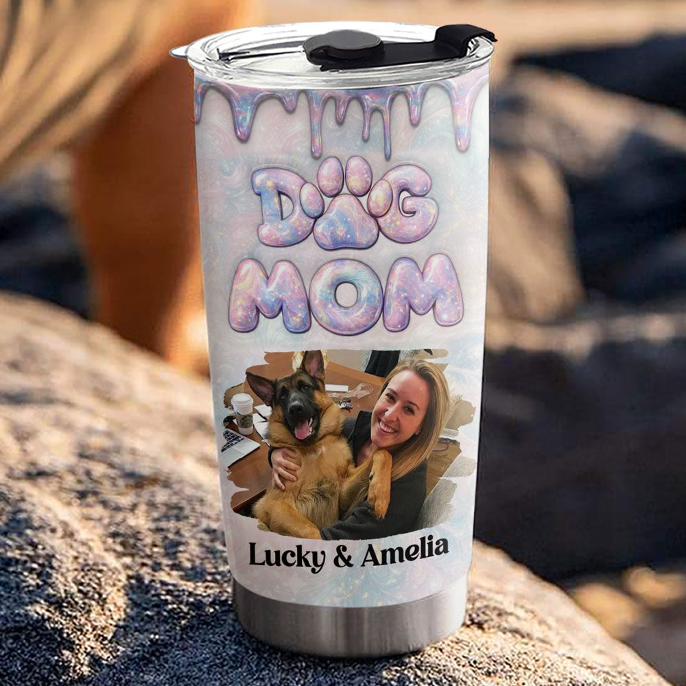 Custom Photo Christmas Birthday Gifts For Dog Mom, Dog Lovers • Paint The Town With Magic Photo - Personalized 3D Inflated Effect Tumbler