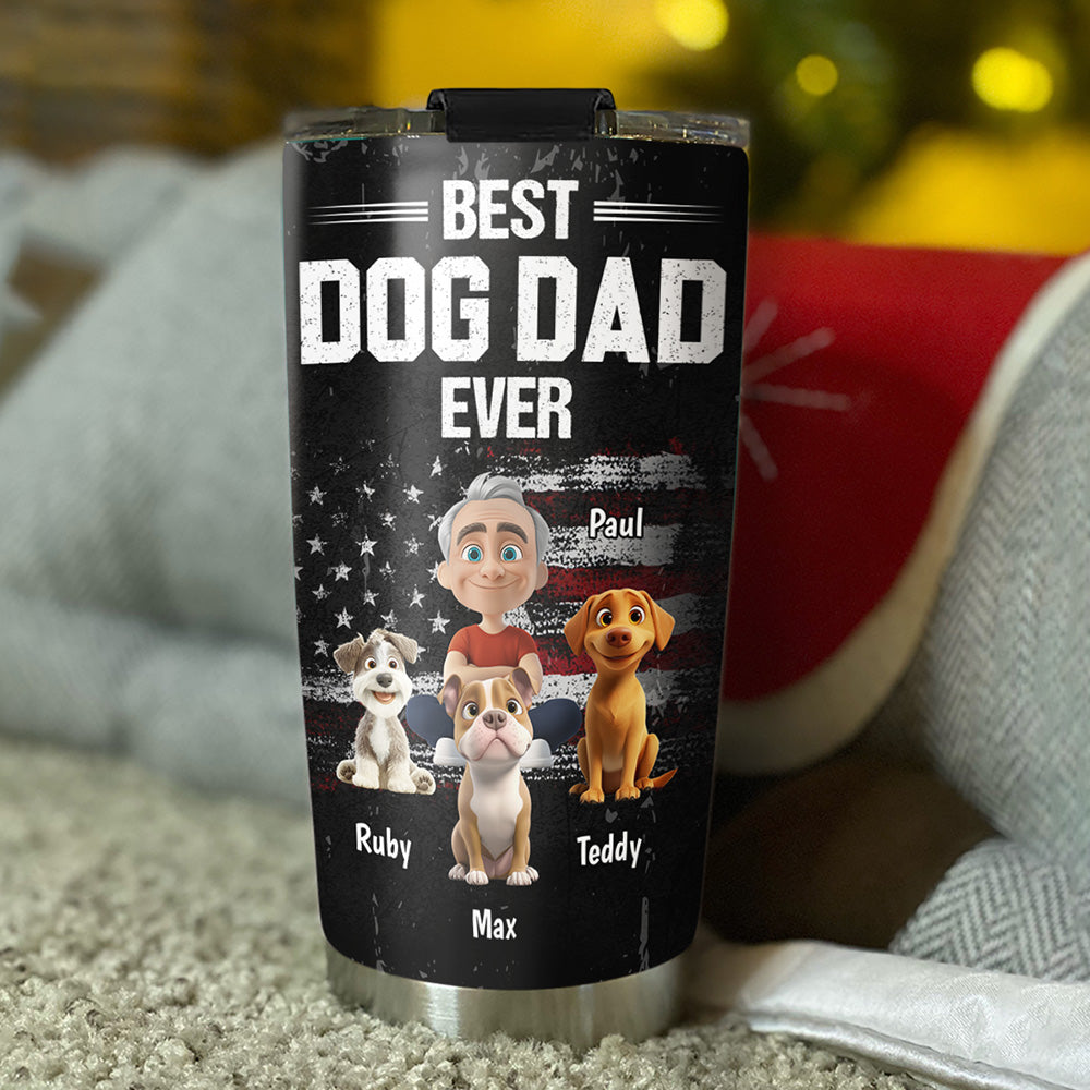 Custom Father's day Birthday Gifts For Dog Dad, Dog Lovers • American Dog Dad - Personalized Tumbler