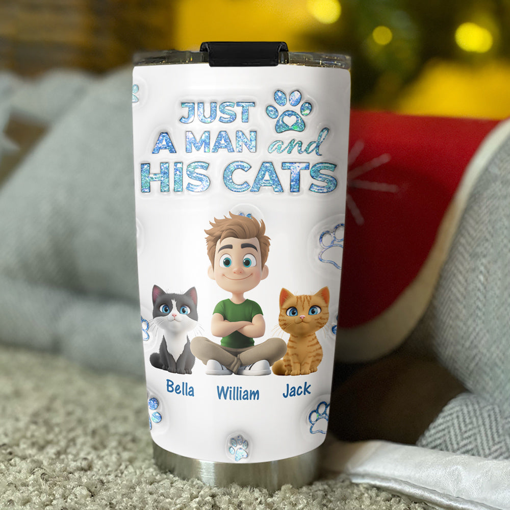 Custom Christmas Birthday Gifts For Cat Dad, Cat Lovers • You Are The Miracle Cat Dad Ver - Personalized 3D Inflated Effect Tumbler