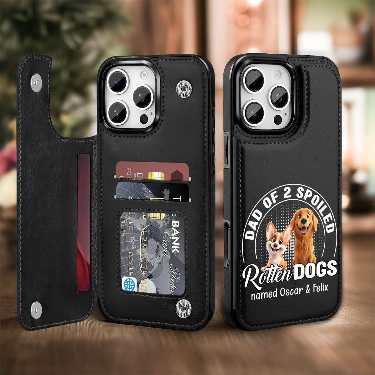 Spoiled Rotten Dog Chibi Cartoon - Personalized Leather Phone Case