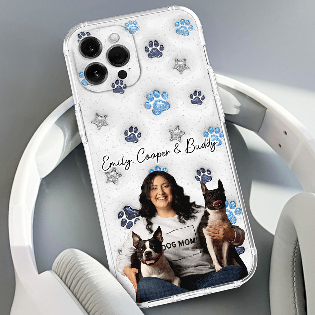Dog Mom Dad Blue Star Photo - Personalized 3D Inflated Effect Phone Case