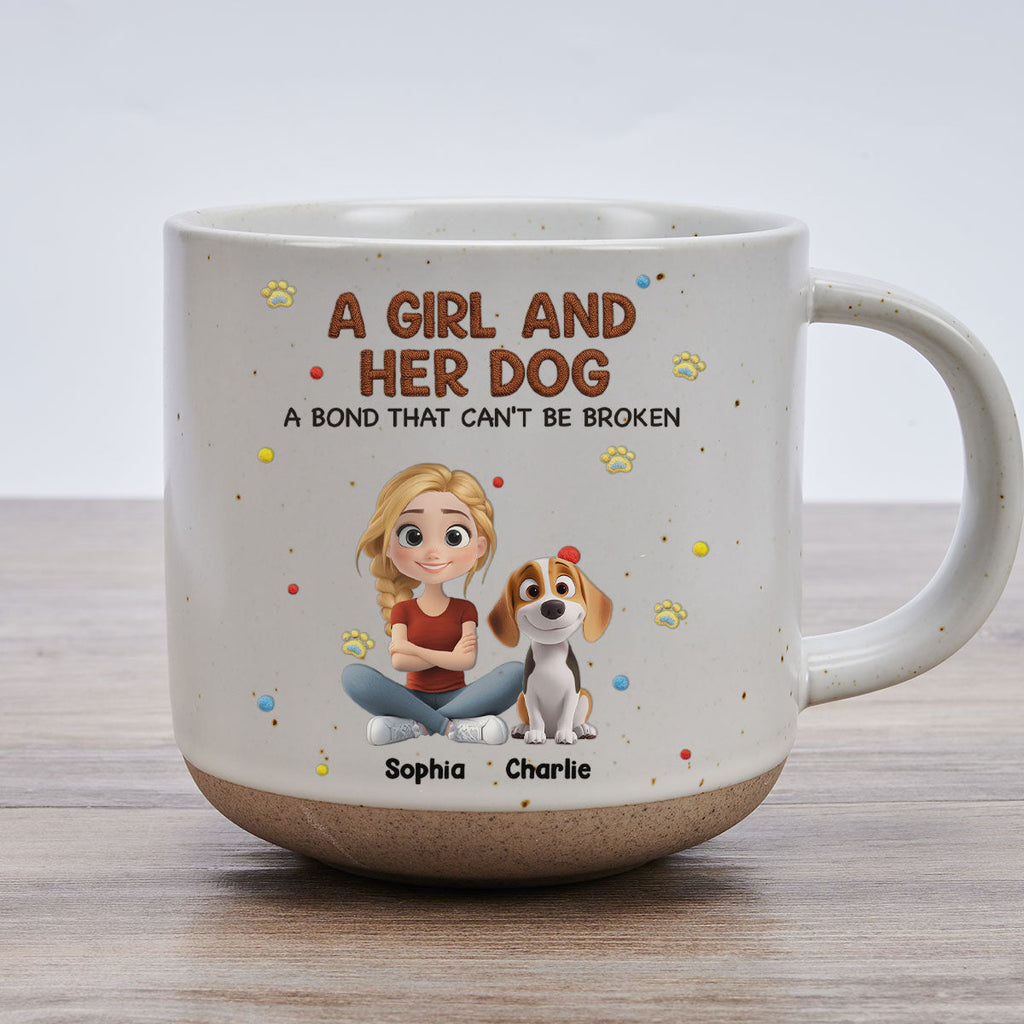 Custom Christmas Birthday Gifts For Dog Mom, Dog Lovers • Stuffy Girl And Her Lovely Dogs - Personalized Pottery Mug