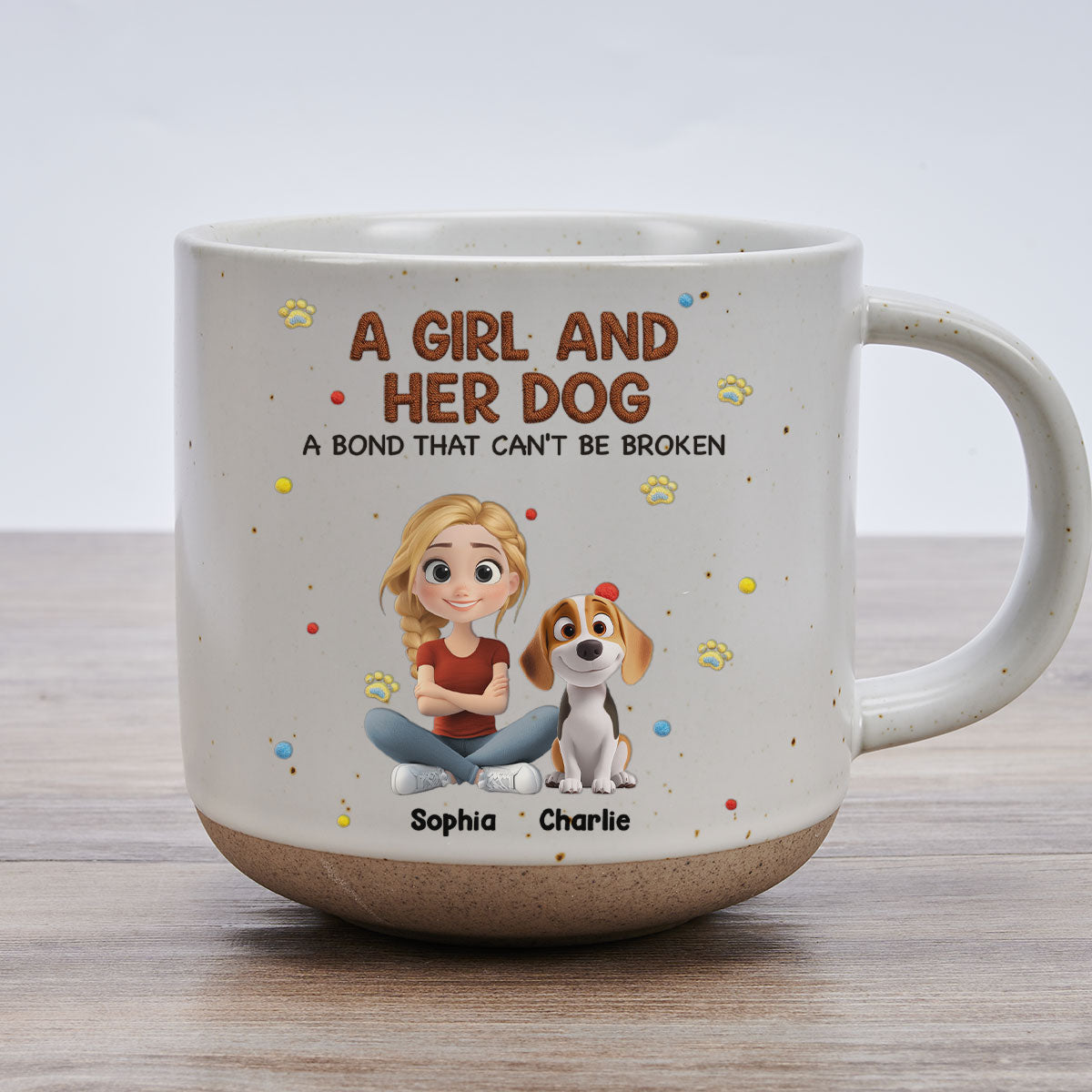 Custom Christmas Birthday Gifts For Dog Mom, Dog Lovers • Stuffy Girl And Her Lovely Dogs - Personalized Pottery Mug