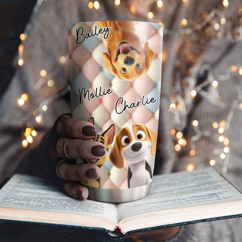 Custom Christmas Birthday Gifts For Dog Mom, Dog Lovers • Puff It Up - Personalized 3D Effect Tumbler