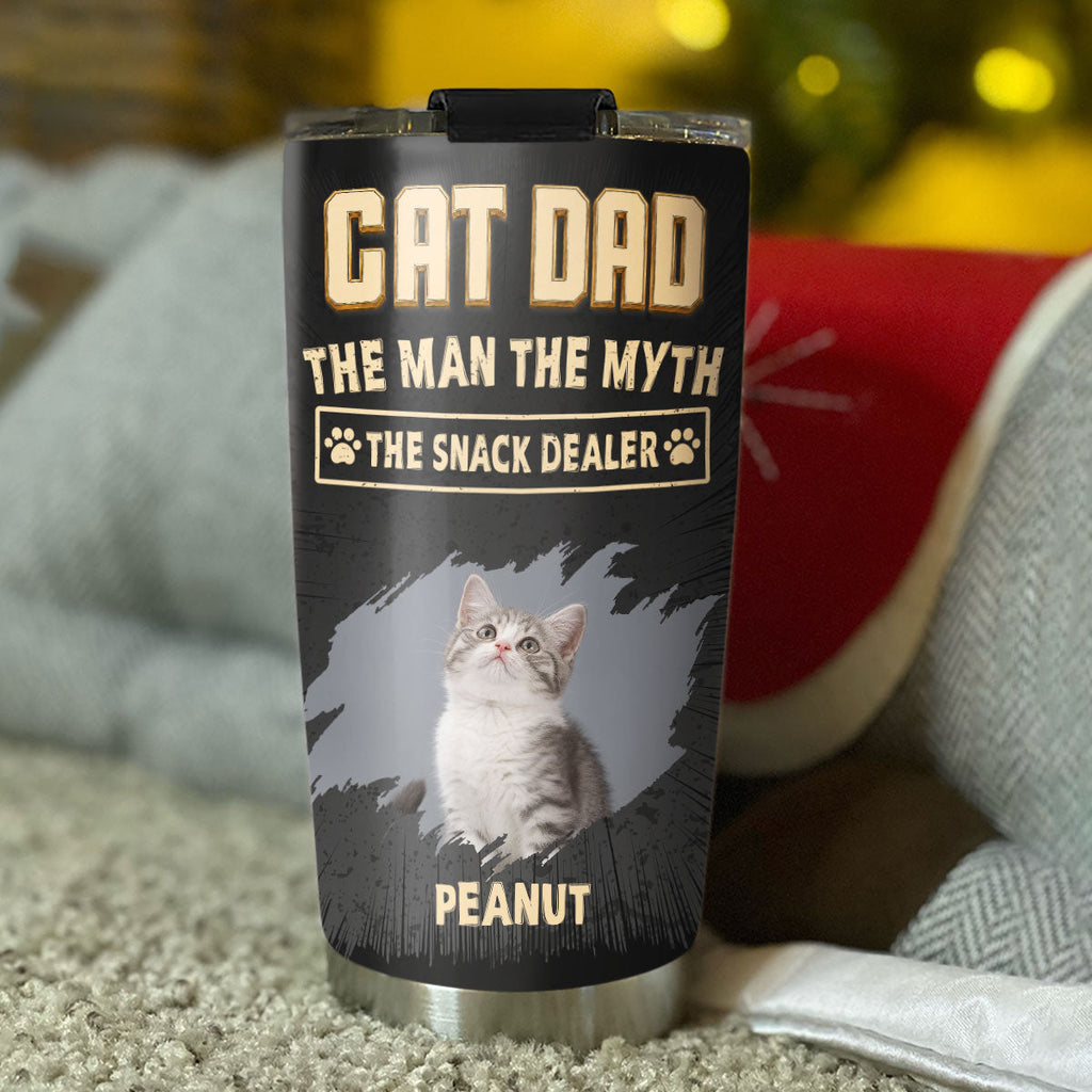 Custom Photo Father's day Birthday Gifts For Cat Dad, Cat Lovers • The Snack Dealer Cat Dad Photo - Personalized Tumbler