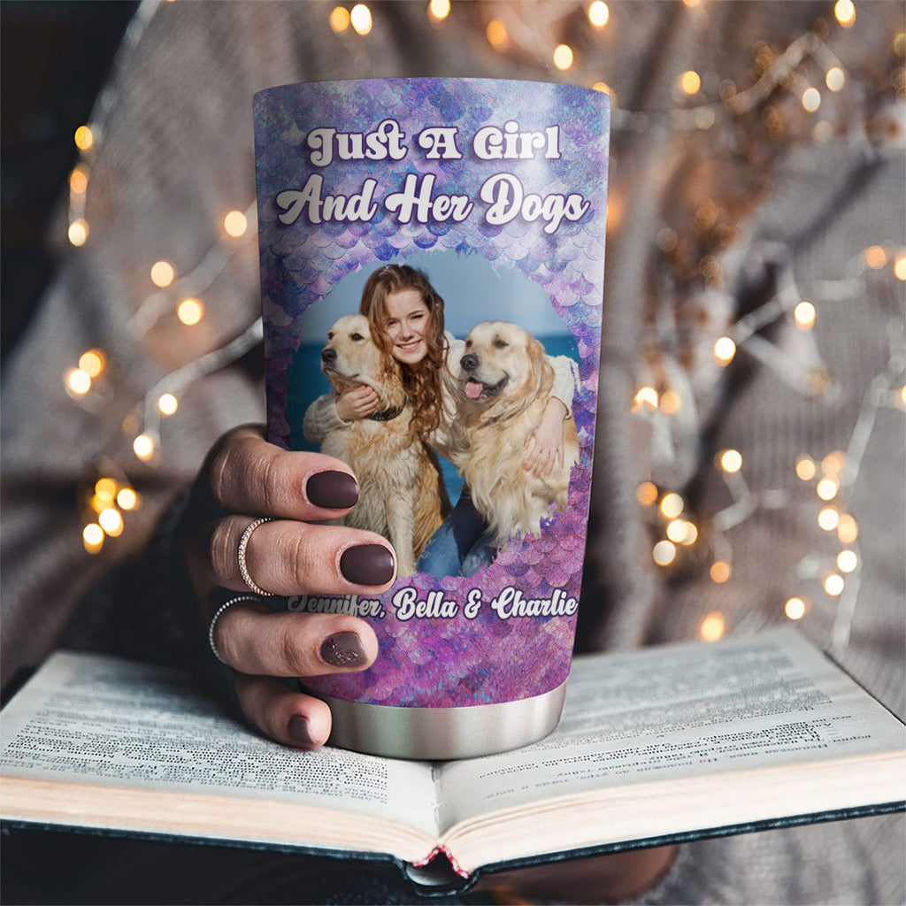 Custom Photo Christmas Birthday Gifts For Dog Mom, Dog Lovers • Sequin Effect Dog Mom Photo - Personalized 3D Effect Tumbler