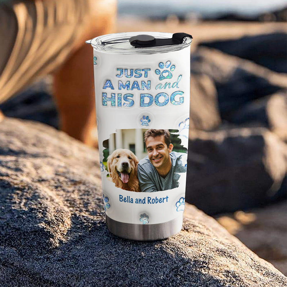 Custom Photo Christmas Birthday Gifts For Dog Dad, Dog Lovers • You Are The Miracle Dad Ver Photo - Personalized 3D Inflated Effect Tumbler