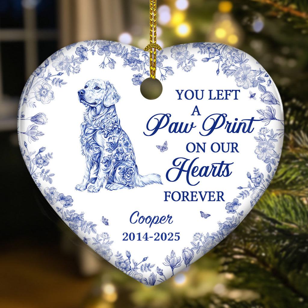 Custom Christmas Decor Home Birthday Gifts For Dog Lovers • Pawprints On My Soul Forever - Personalized Ceramic Ornament
