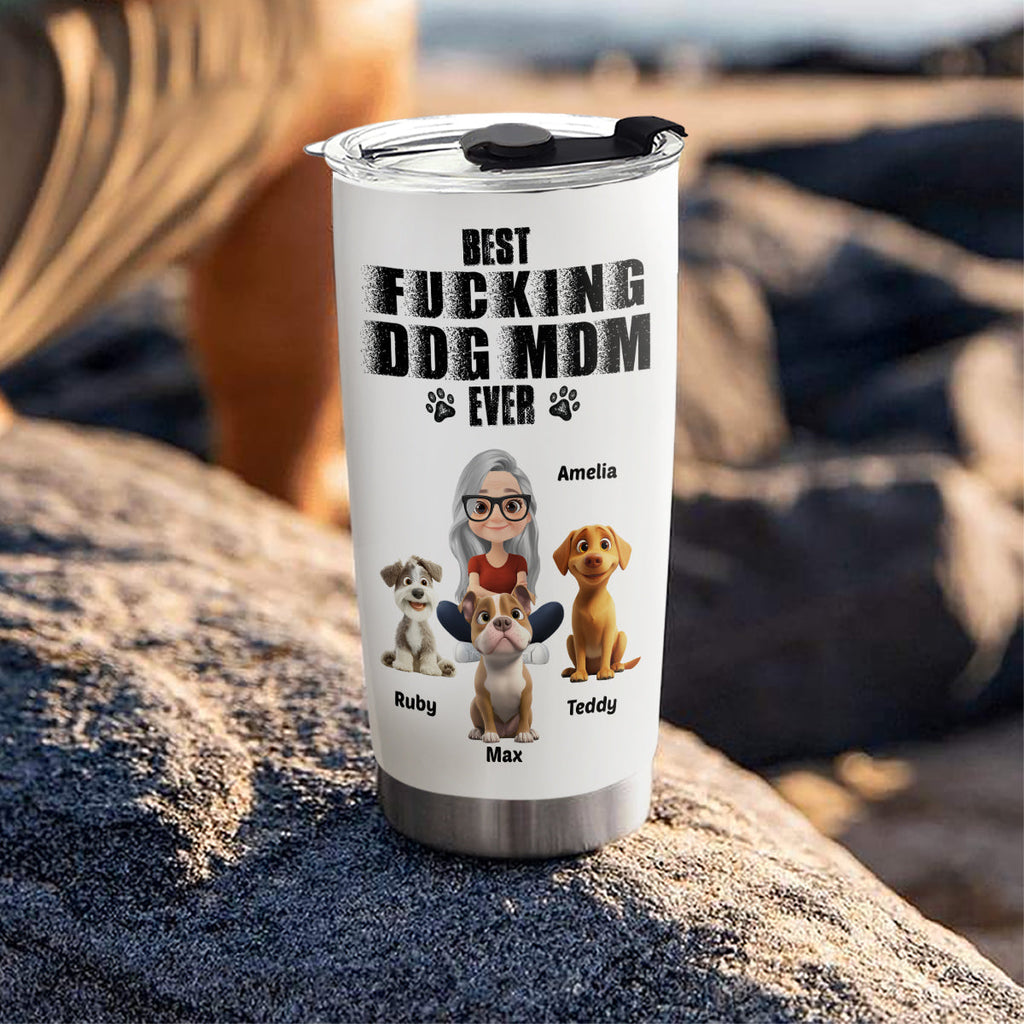 Custom Christmas Birthday Gifts For Dog Mom, Dog Lovers • Best Mom Ever - Personalized Tumbler