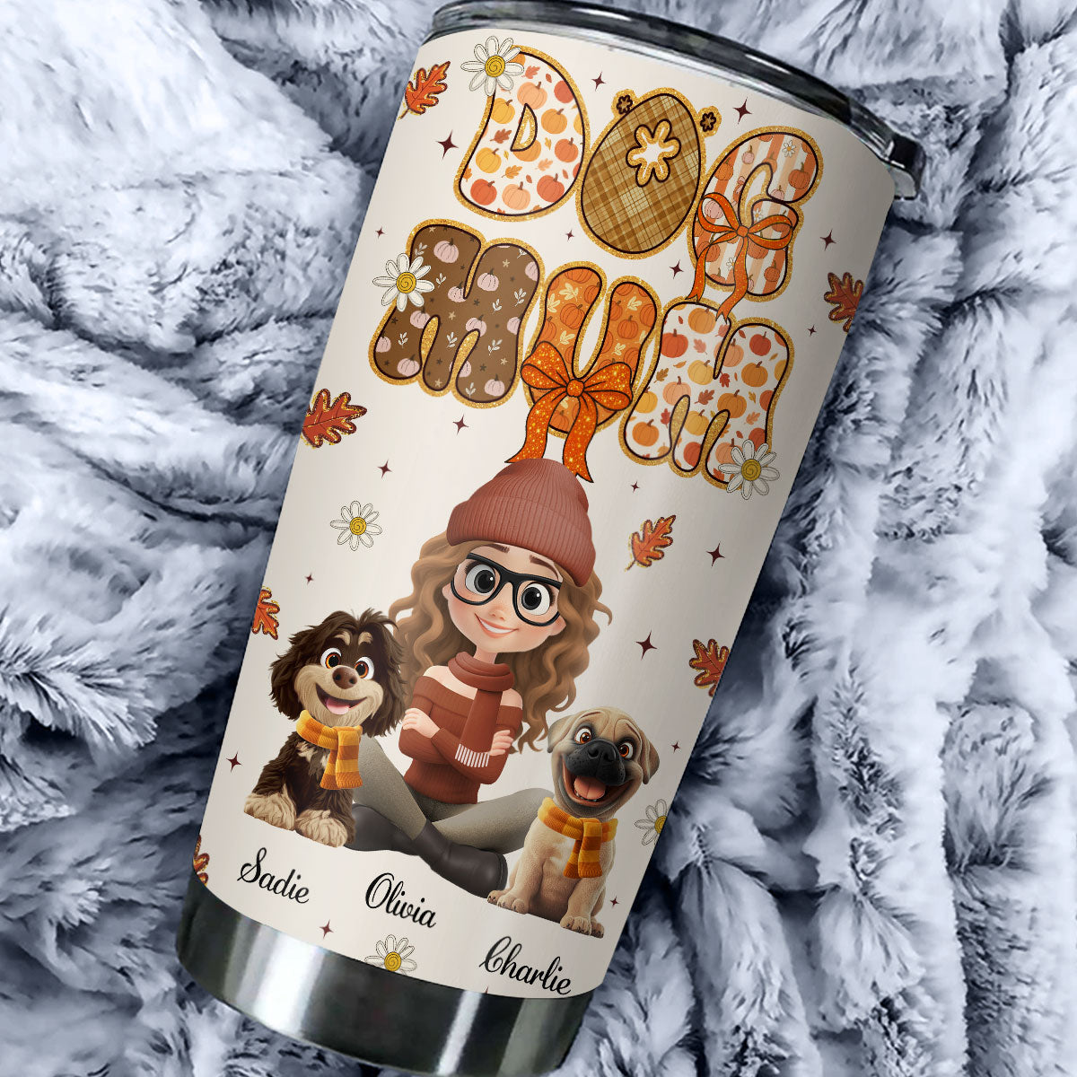 Custom Christmas Birthday Gifts For Dog Mom, Dog Lovers • Cinnamon Latte - Personalized Tumbler