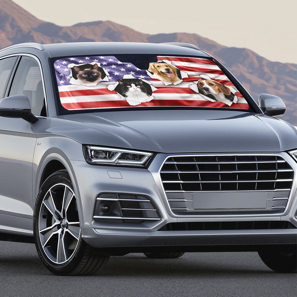 God Bless Our America Photo - Personalized Car Sunshade