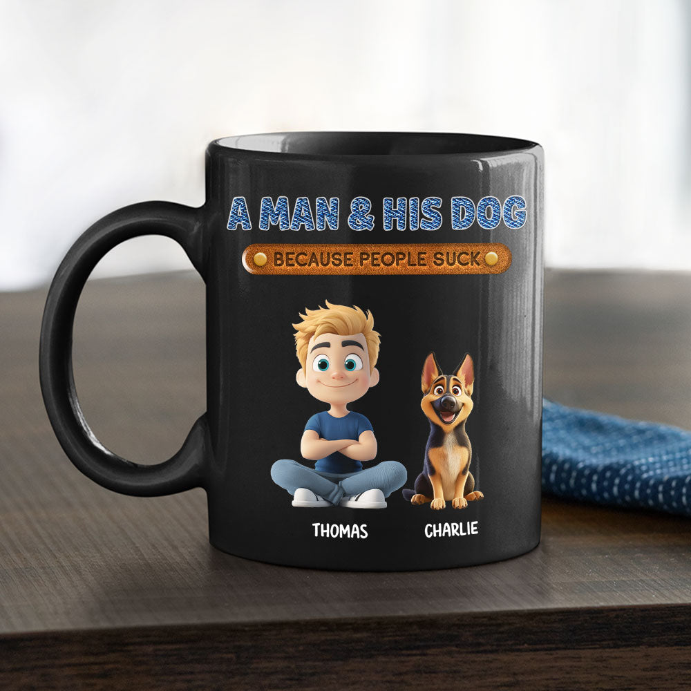 Custom Christmas Birthday Gifts For Dog Dad, Dog Lovers • A Gentleman And His Dog - Personalized Coffee Mug
