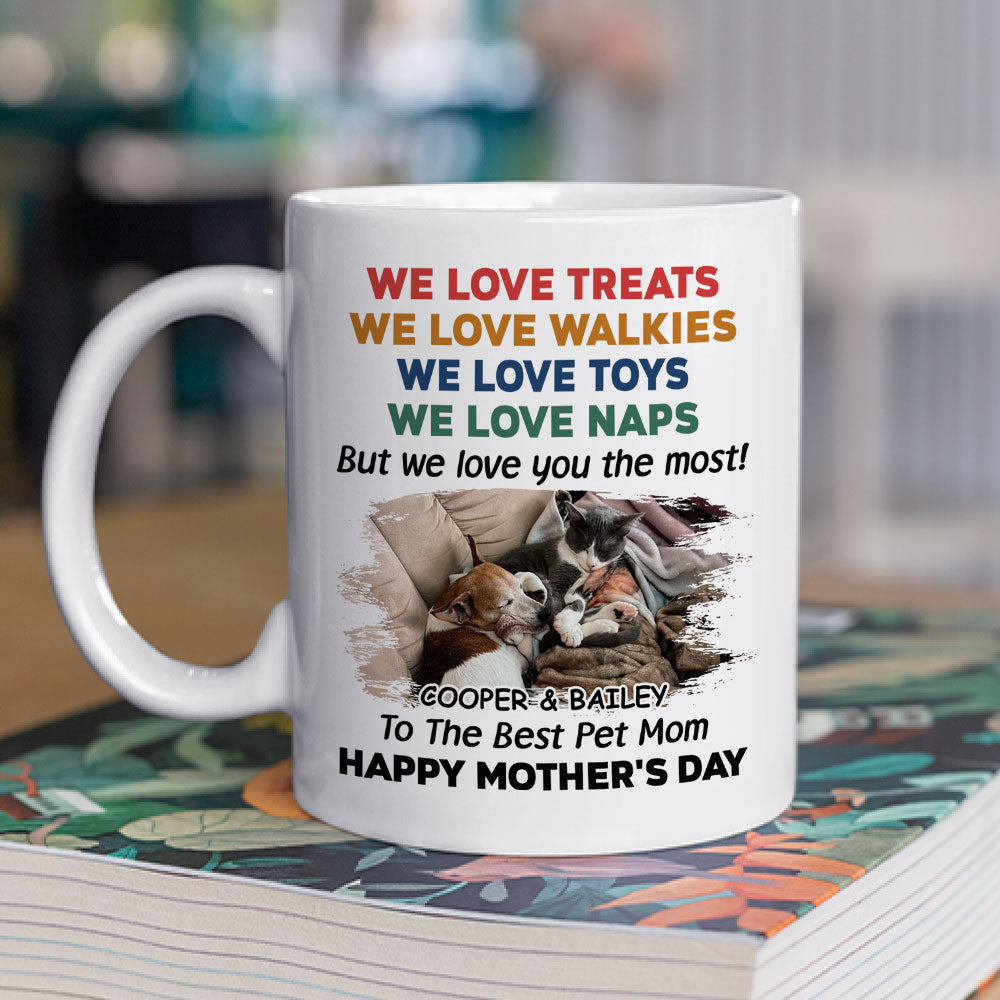 Custom Photo Mother's Father's day Birthday Gifts For Cat Lovers • Love You The Most Pet Photo Version 2 - Personalized Coffee Mug