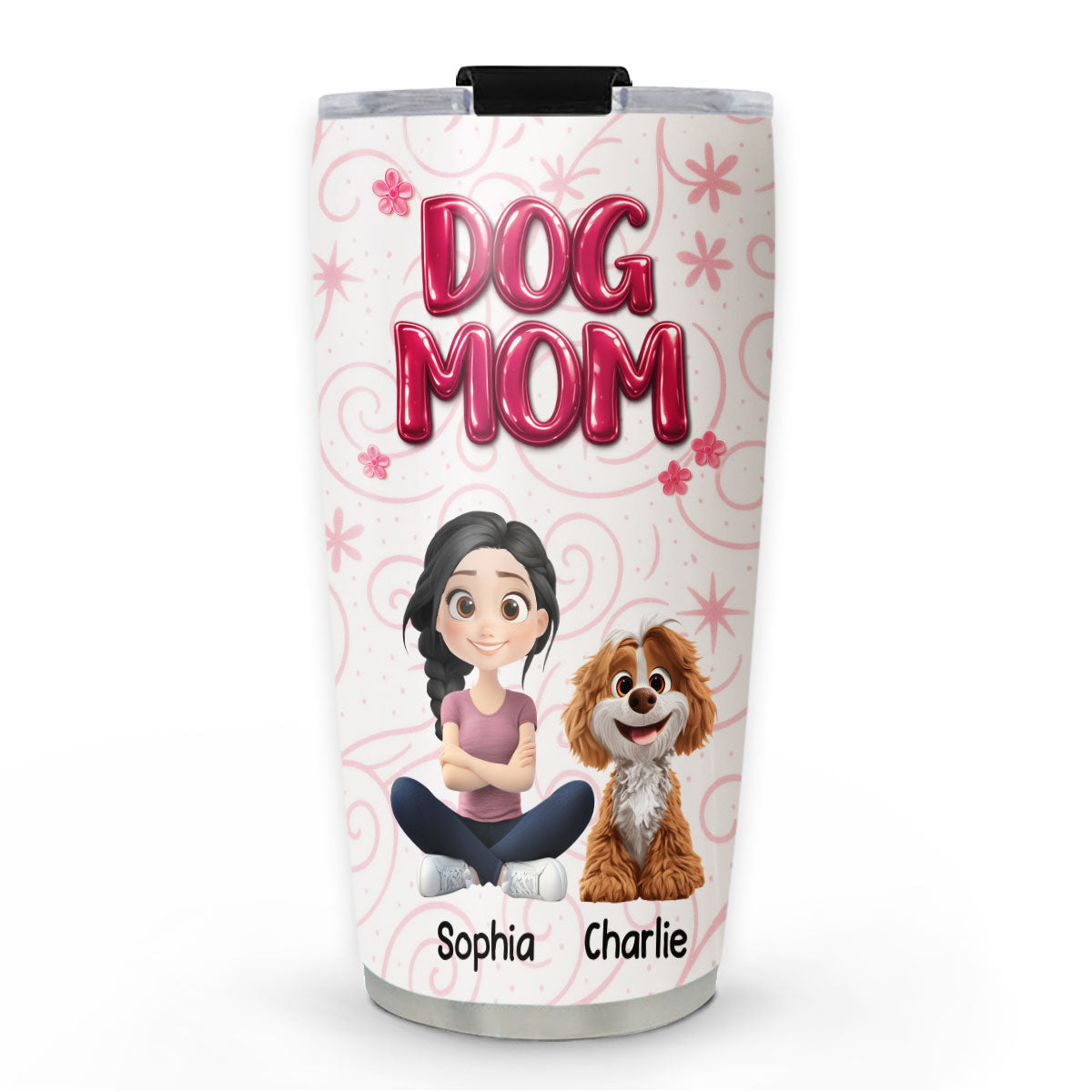 Custom Christmas Birthday Gifts For Dog Mom, Dog Lovers • Girls Are In Love With Dogs Ver 2 - Personalized 3D Effect Tumbler