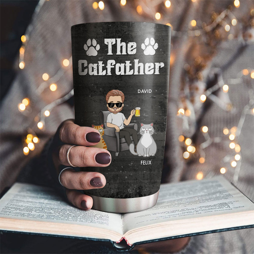 Custom Father's day Birthday Gifts For Cat Dad, Cat Lovers • The Cat Father - Personalized Tumbler