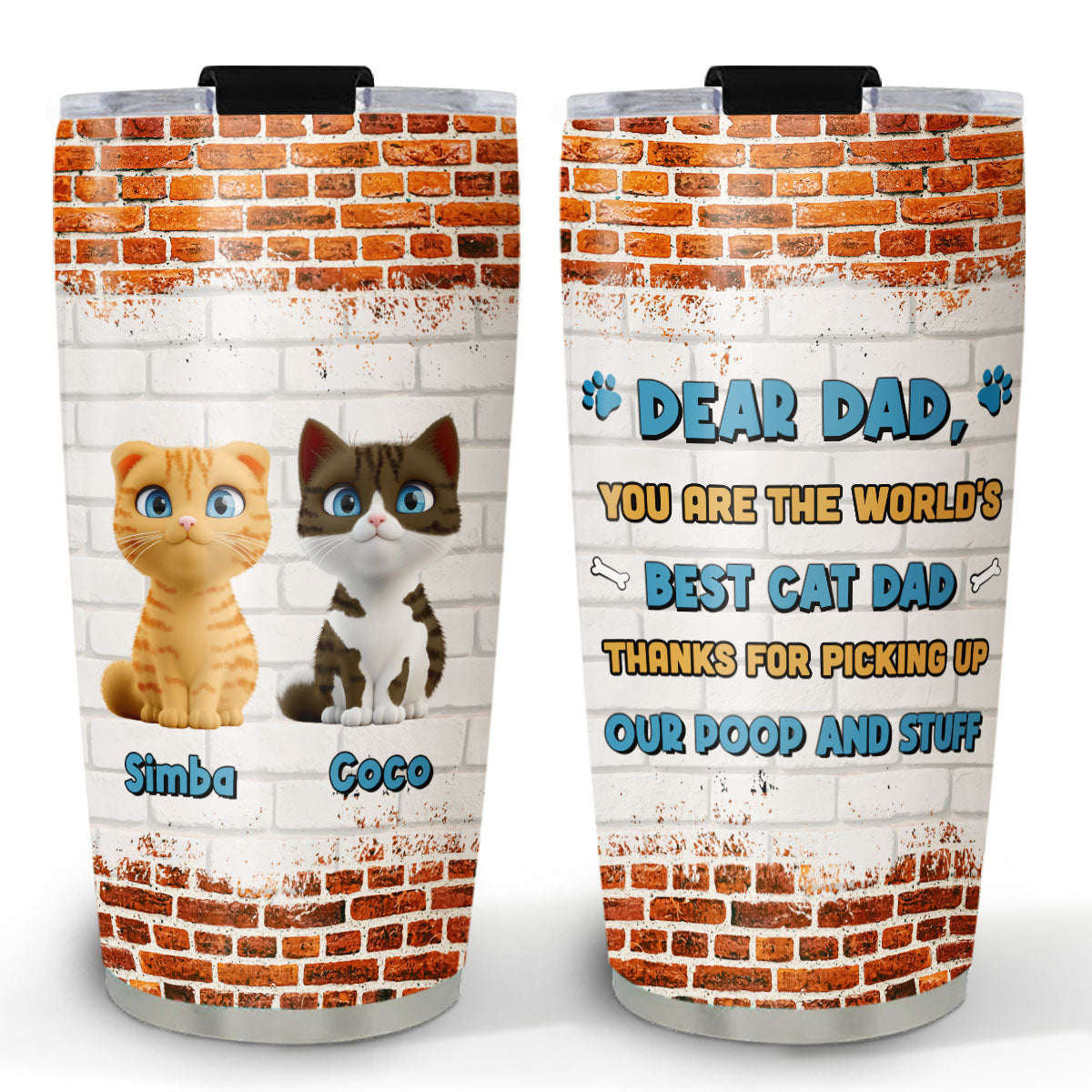 Custom Christmas Birthday Gifts For Cat Dad, Cat Lovers • Dear Dad Cat Ver - Personalized Tumbler