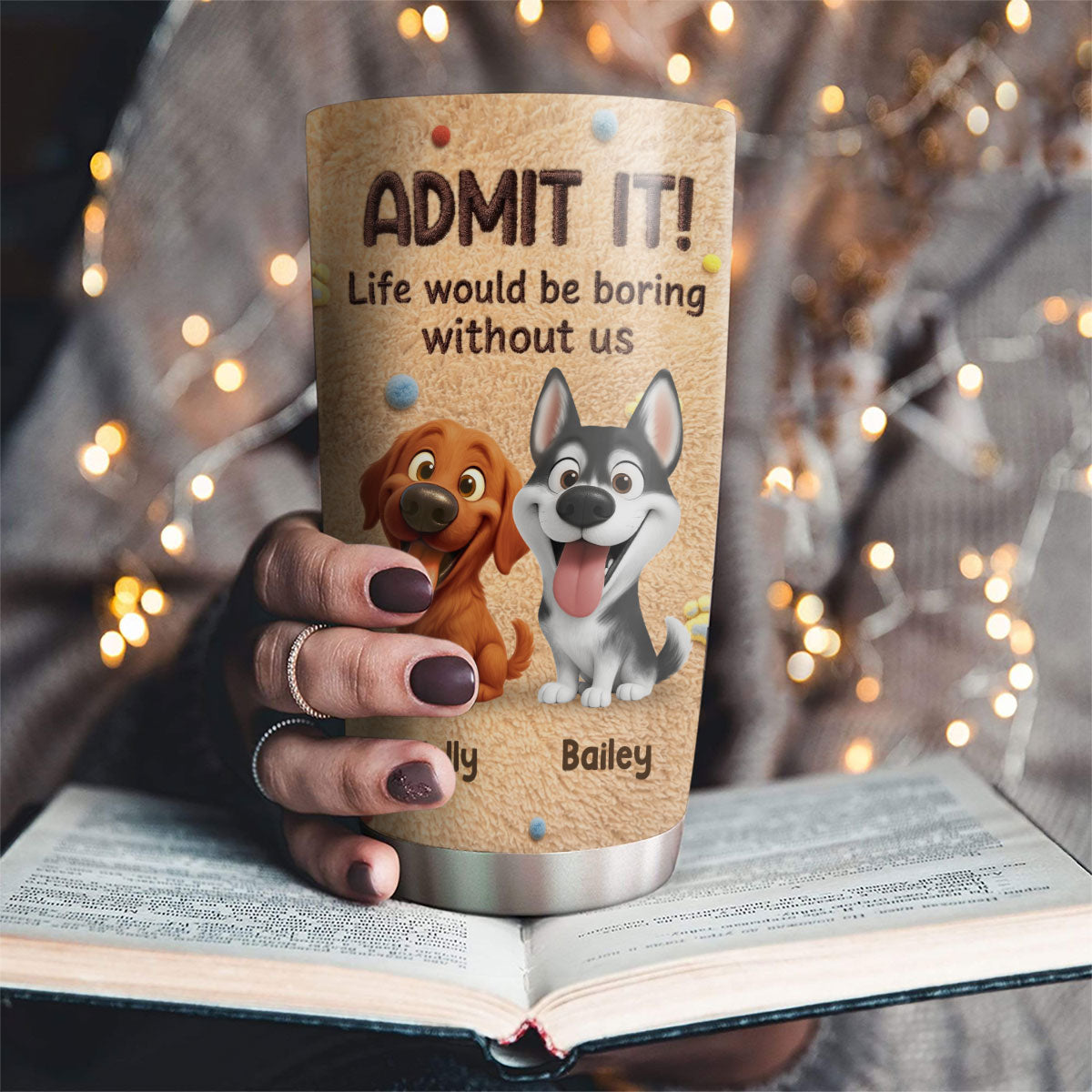 Custom Mother's day Birthday Gifts For Dog Mom, Dog Lovers • We Love You The Most Stuffy - Personalized 3D Effect Tumbler