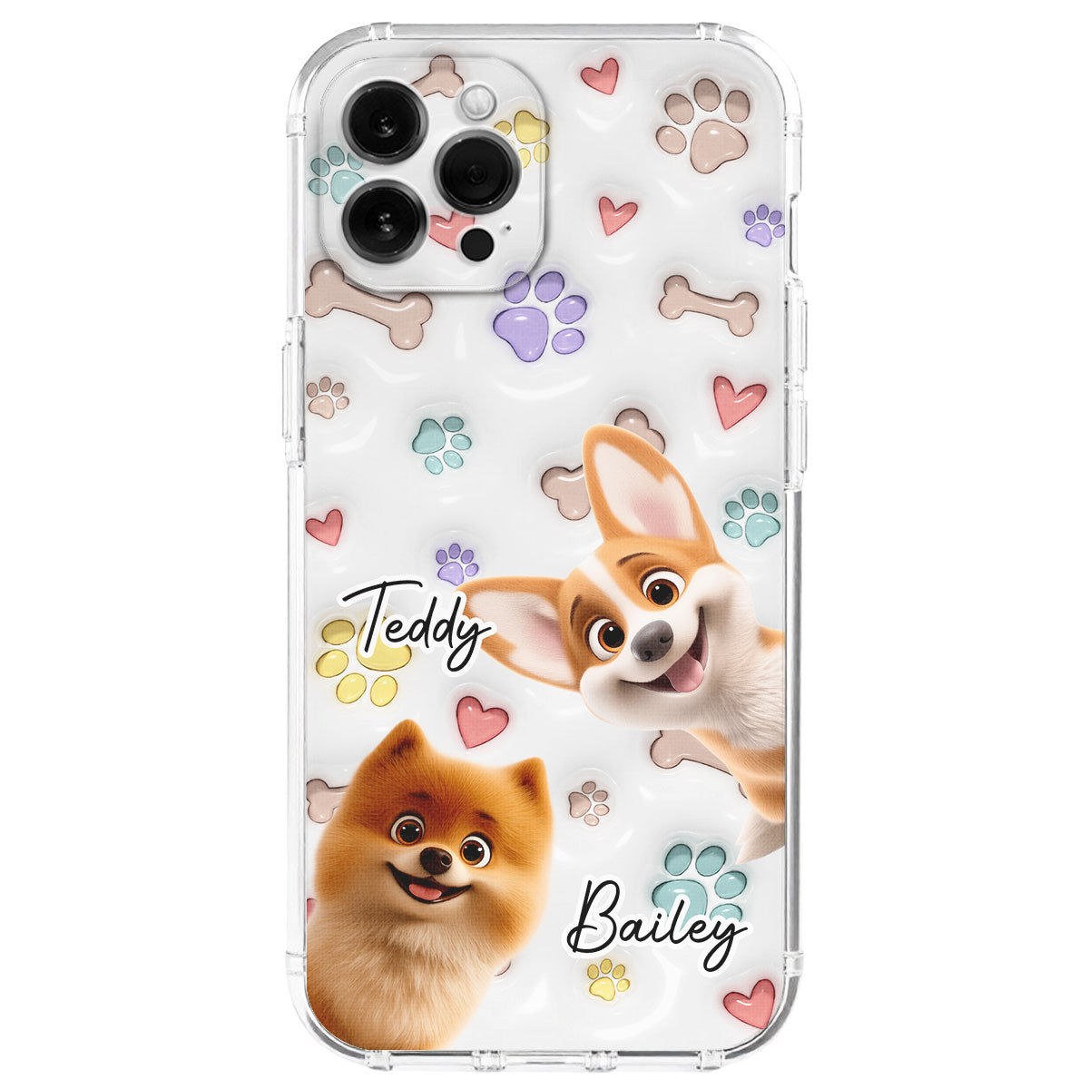 Baby Lovely Dogs - Personalized 3D Inflated Effect Phone Case