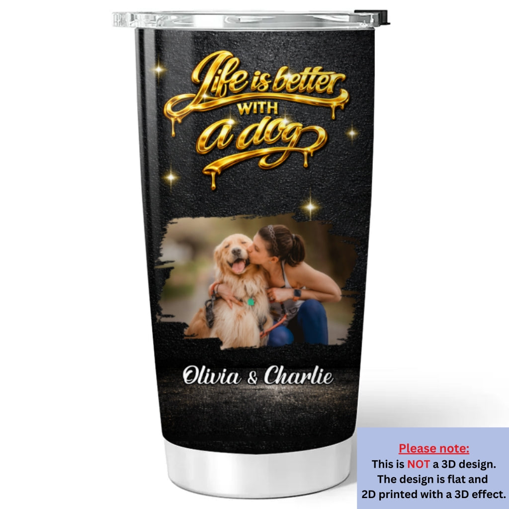 Custom Photo Christmas Birthday Gifts For Dog Mom, Dog Lovers • Golden Dog Mom Photo - Personalized 3D Effect Tumbler