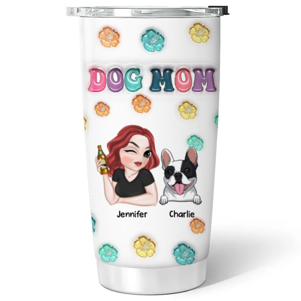 Custom Mother's day Birthday Gifts For Dog Mom, Dog Lovers • Dog Mom Summer - Personalized 3D Inflated Effect Tumbler