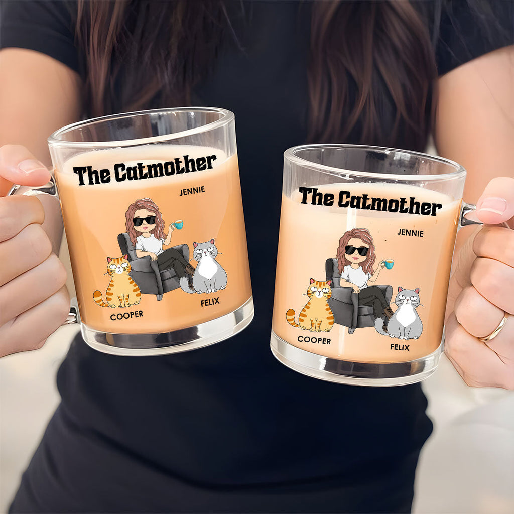 Custom Mother's day Birthday Gifts For Cat Mom, Cat Lovers • The Catmother - Personalized Glass Mug