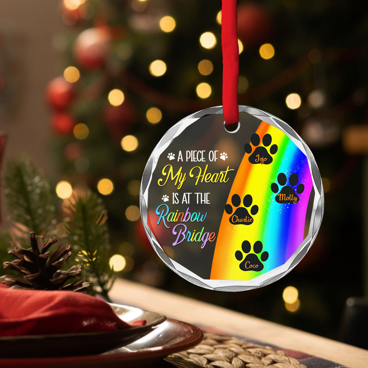 Custom Christmas Memorial Sympathy Gifts For Dogs, Cats • Thanks For Everything I Had A Great Time - Personalized Glass Ornament