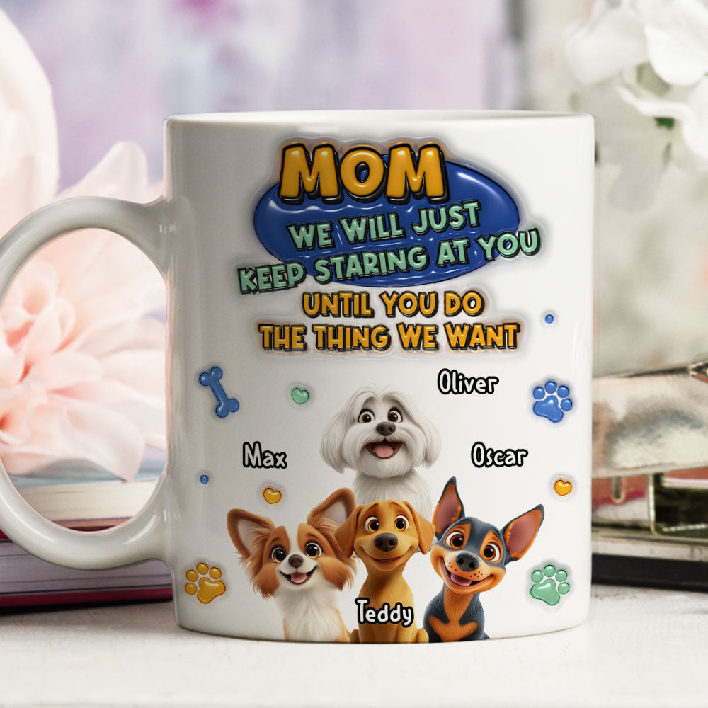 Custom Mother's Father's day Birthday Gifts For Dog Lovers • Staring At You - Personalized 3D Inflated Effect Mug