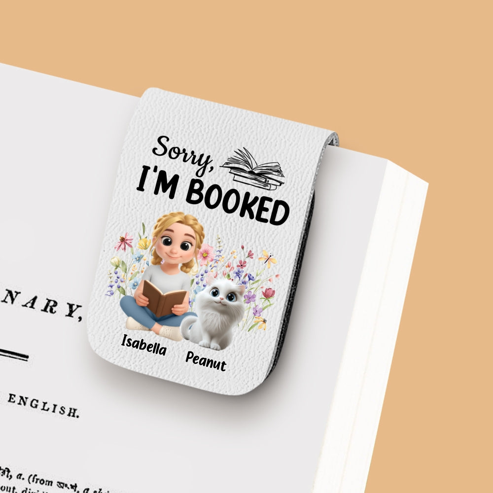 Booked Already By Cat - Personalized Leather Bookmark